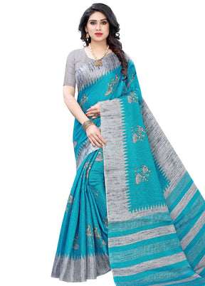 Blue Spun Silk Woven Saree With Blouse Piece - Indian Silk House Agencies