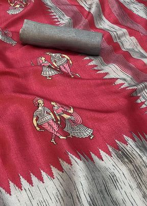 Pink Spun Silk Woven Saree With Blouse Piece - Indian Silk House Agencies