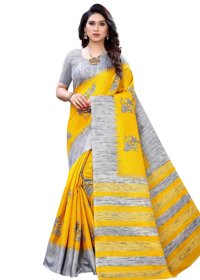 Yellow Spun Silk Woven Saree With Blouse Piece - Indian Silk House Agencies