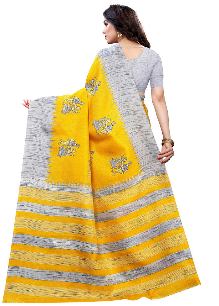 Yellow Spun Silk Woven Saree With Blouse Piece - Indian Silk House Agencies