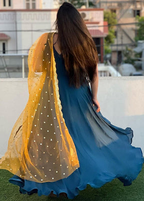 Blue Georgette Gown - Indian Silk House Agencies