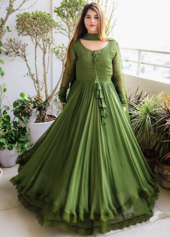 Green Georgette Gown