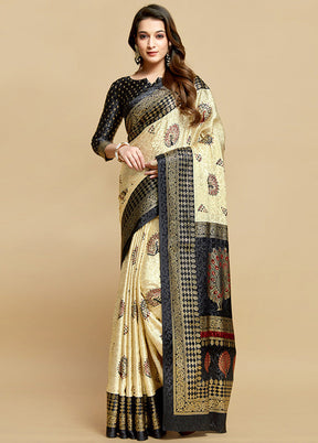 Beige Spun Silk Saree With Blouse Piece - Indian Silk House Agencies