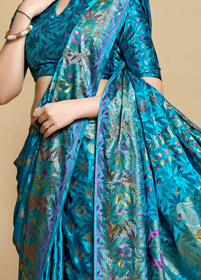 Blue Spun Silk Saree With Blouse Piece - Indian Silk House Agencies