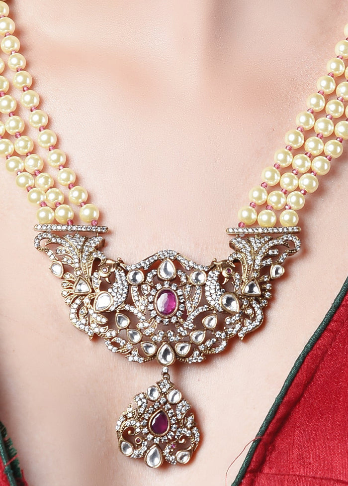 Long Victorian Pendent Raani Haar Ruby Stone Earrings With Push - Indian Silk House Agencies