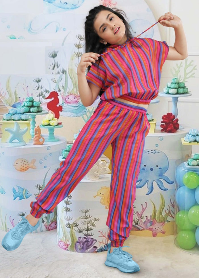 Multicolor Polireyon Cap Top And Pant For Girls - Indian Silk House Agencies