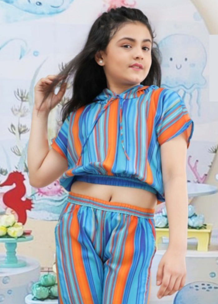 Multicolor Polireyon Cap Top And Pant For Girls - Indian Silk House Agencies