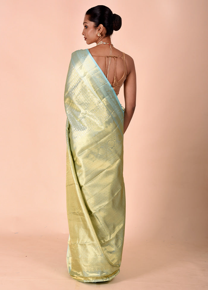 Green Handloom Kanchipuram Pure Silk Saree With Blouse Piece