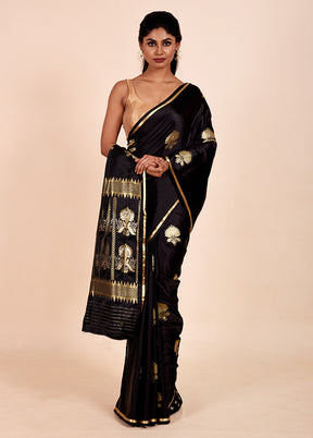 Black Katan Silk Saree With Blouse Piece