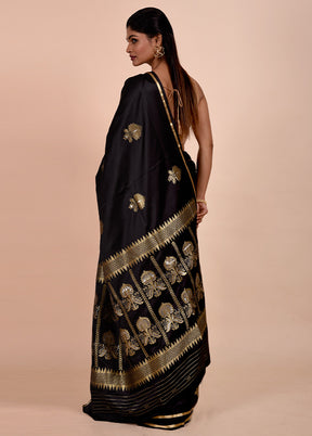 Black Katan Silk Saree With Blouse Piece