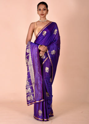 Purple Katan Silk Saree With Blouse Piece