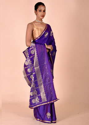 Purple Katan Silk Saree With Blouse Piece