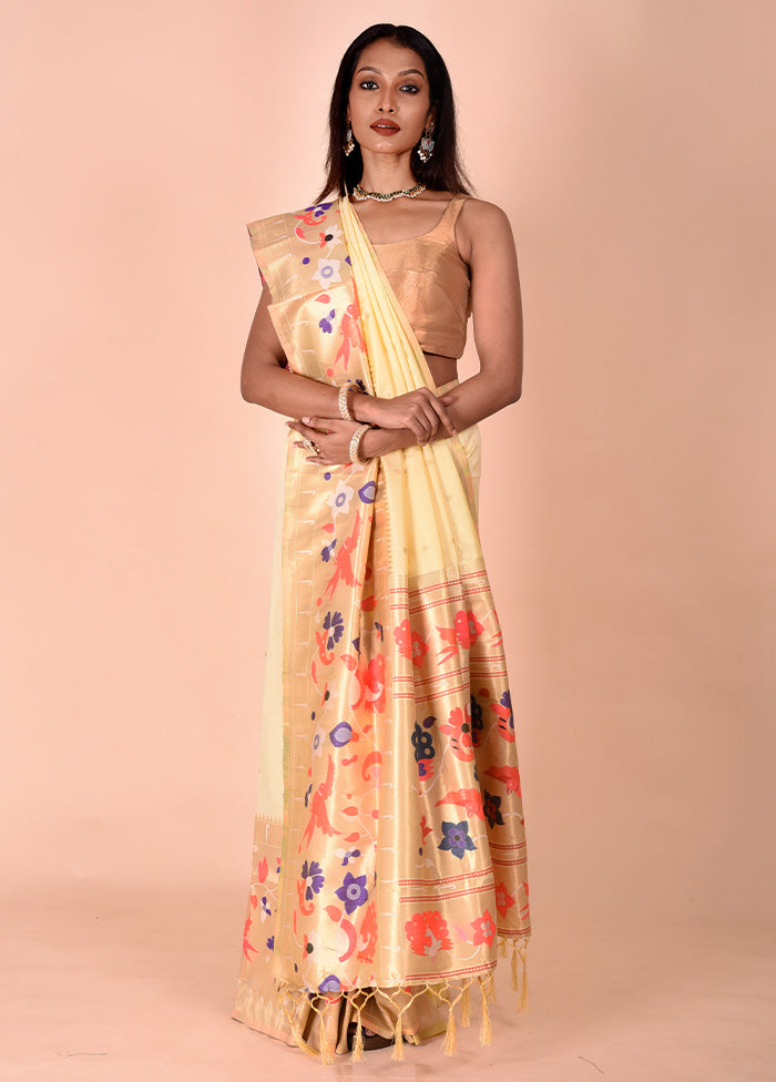 Yellow Katan Silk Saree With Blouse Piece