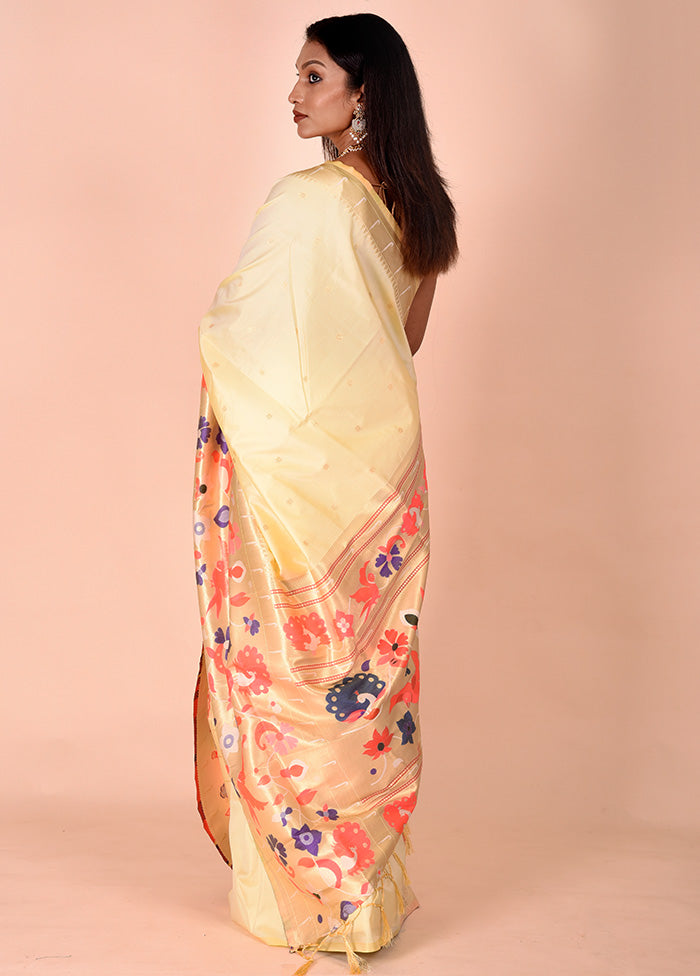 Yellow Katan Silk Saree With Blouse Piece