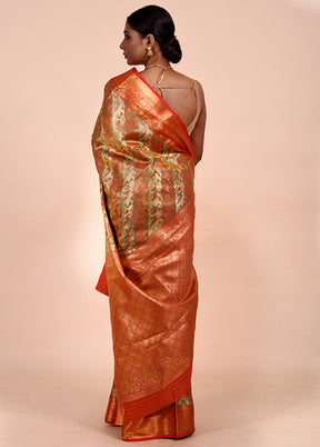 Multicolour Kanjivaram Silk Saree With Blouse Piece