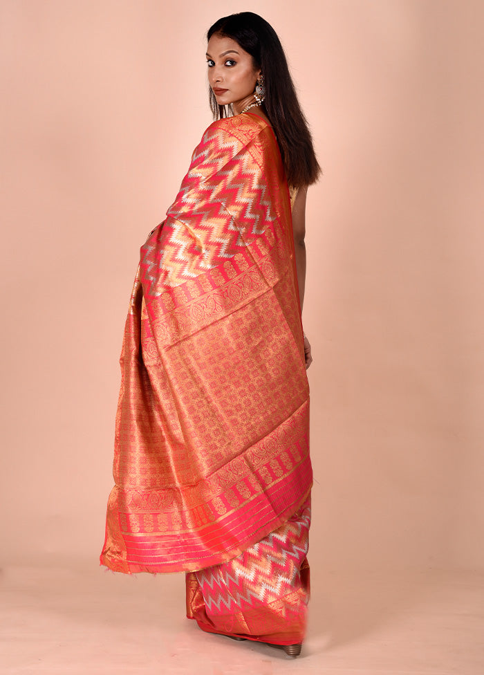 Red Dupion Silk Saree With Blouse Piece