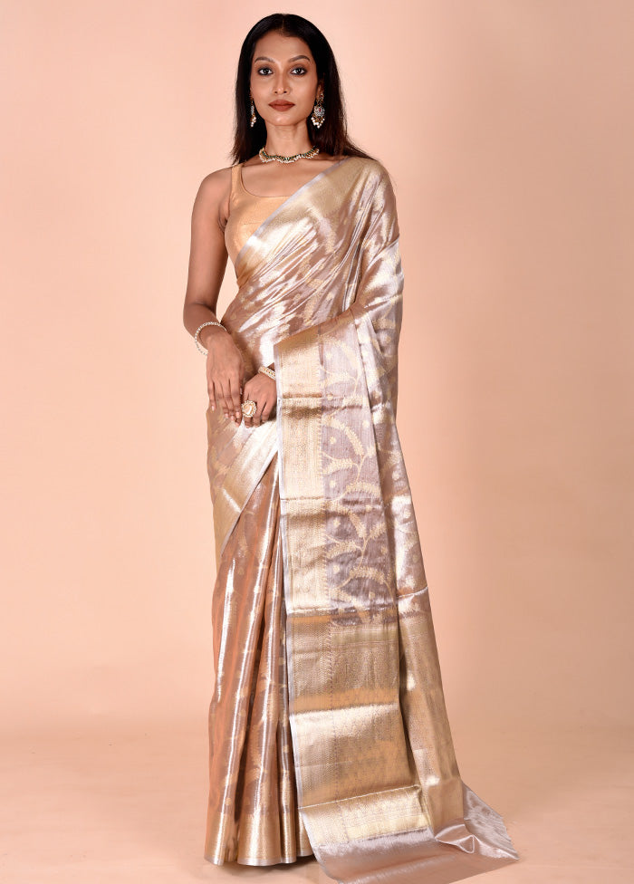 Cream Tissue Silk Saree With Blouse Piece