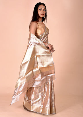 Cream Tissue Silk Saree With Blouse Piece