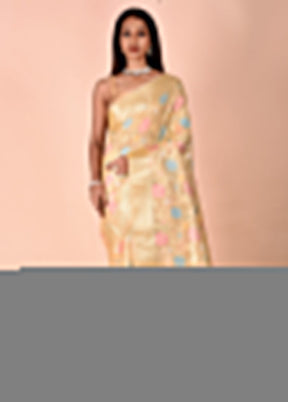 Yellow Tissue Silk Saree With Blouse Piece