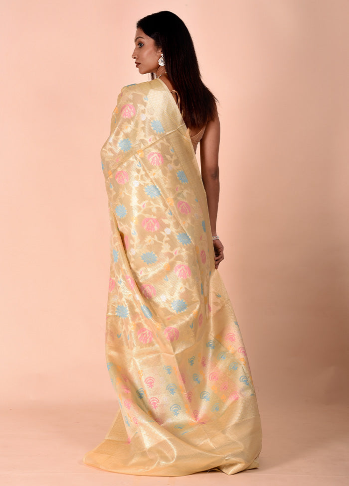 Yellow Tissue Silk Saree With Blouse Piece