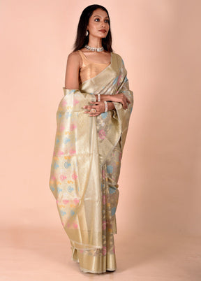 Green Tissue Silk Saree With Blouse Piece