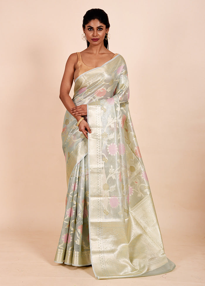 Green Tissue Silk Saree With Blouse Piece