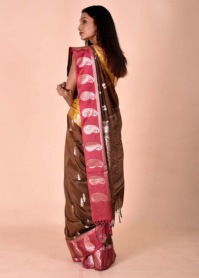 Brown Cotton Saree With Blouse Piece