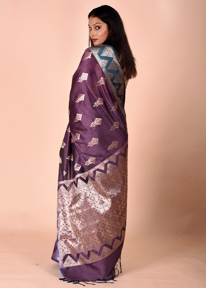 Purple Cotton Saree With Blouse Piece