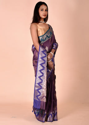 Purple Cotton Saree With Blouse Piece