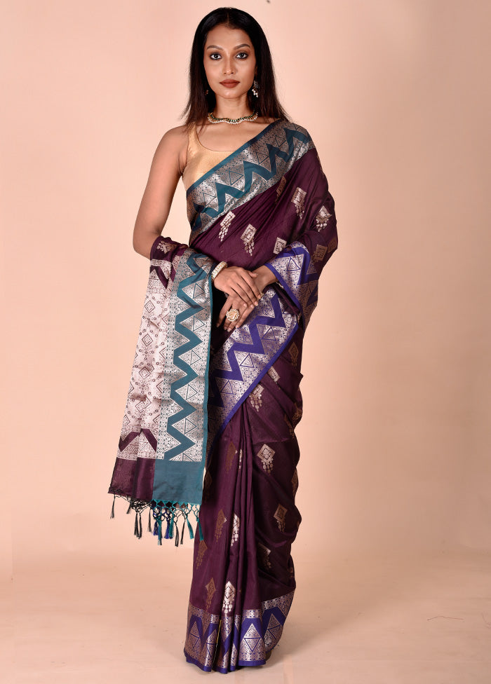 Purple Cotton Saree With Blouse Piece