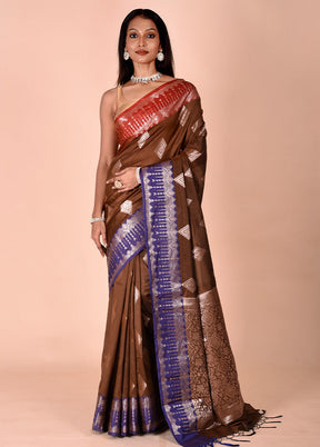 Brown Cotton Saree With Blouse Piece