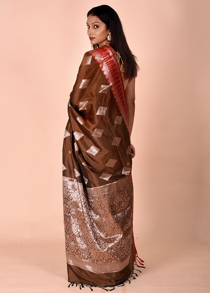 Brown Cotton Saree With Blouse Piece