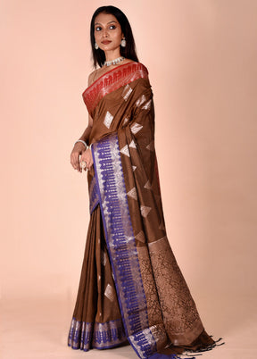 Brown Cotton Saree With Blouse Piece