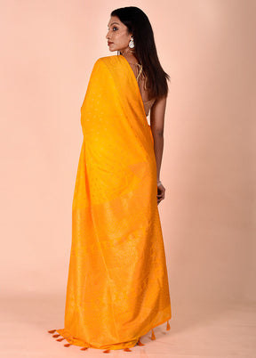 Yellow Georgette Saree With Blouse Piece