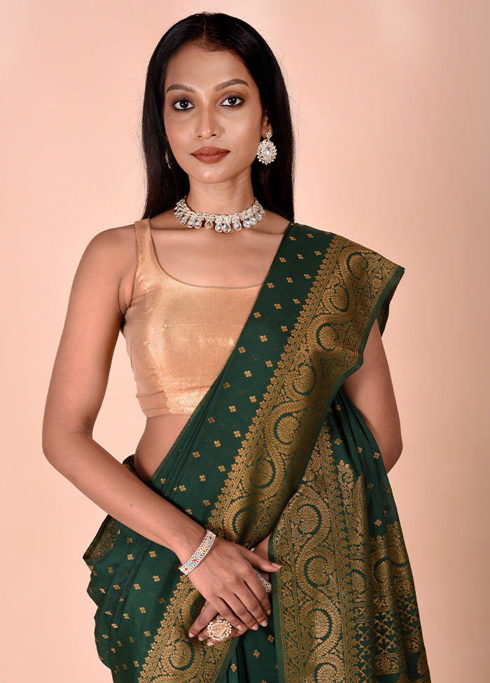 Green Georgette Saree With Blouse Piece