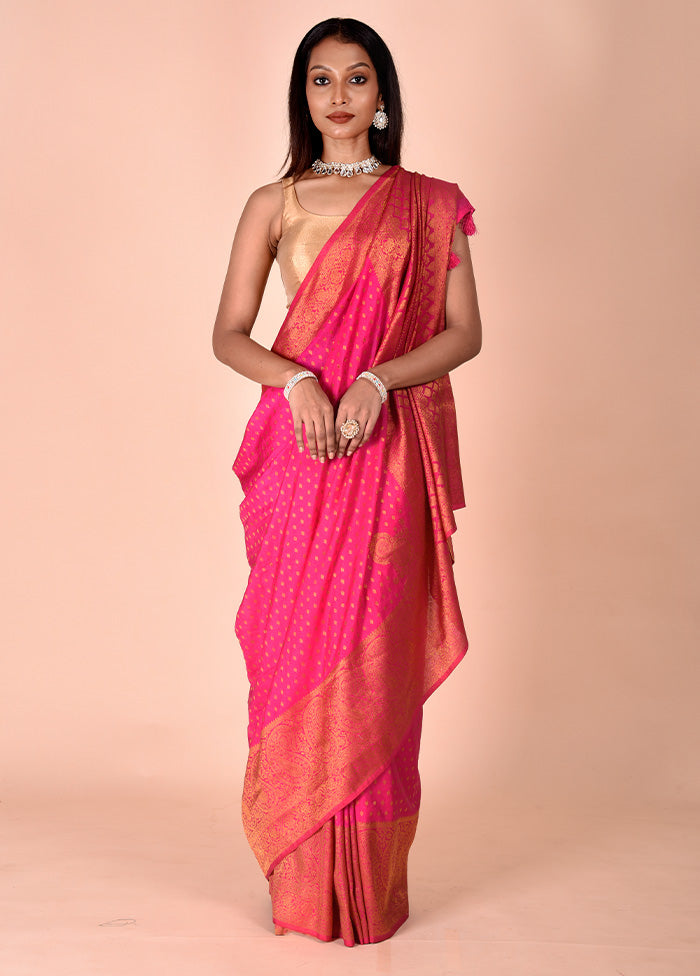 Pink Georgette Saree With Blouse Piece