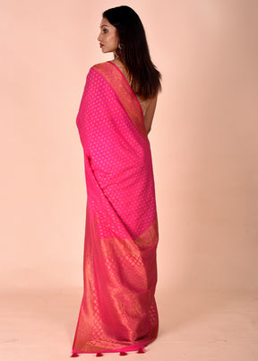 Pink Georgette Saree With Blouse Piece