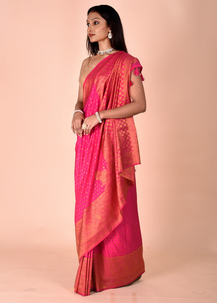 Pink Georgette Saree With Blouse Piece