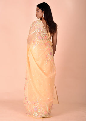 Yellow Organza Saree With Blouse Piece