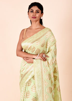 Green Kora Silk Saree With Blouse Piece