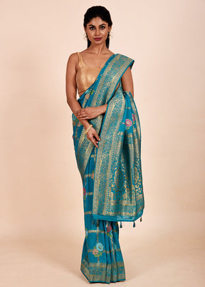 Blue Georgette Saree With Blouse Piece