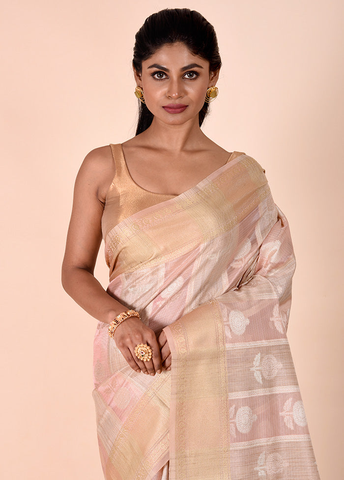 Pink Tissue Silk Saree With Blouse Piece