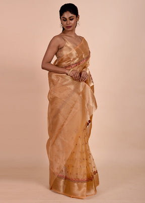 Rust Tissue Silk Saree With Blouse Piece