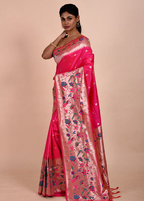 Pink Dupion Silk Saree With Blouse Piece