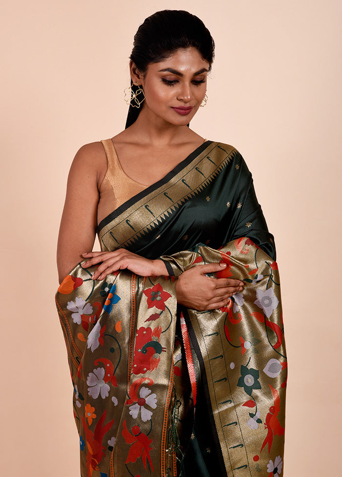 Green Dupion Silk Saree With Blouse Piece