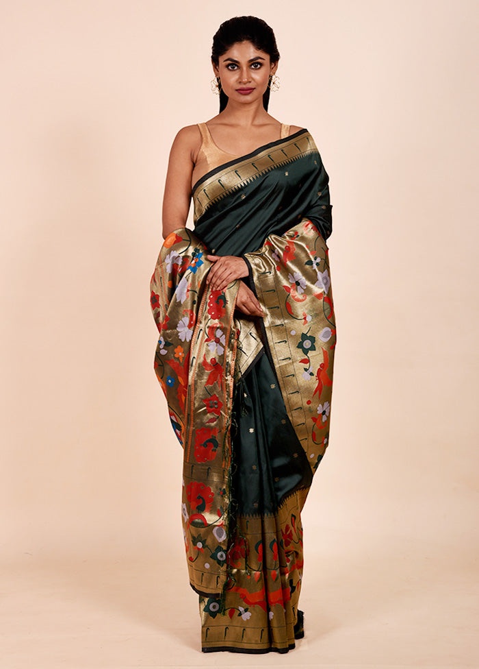 Green Dupion Silk Saree With Blouse Piece