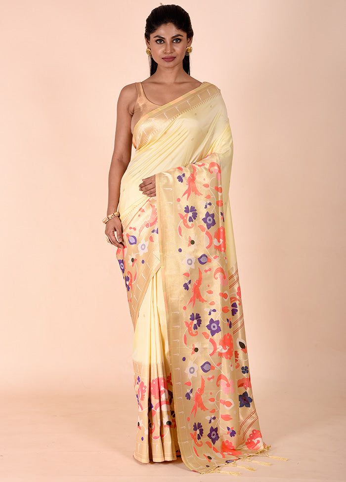 Yellow Dupion Silk Saree With Blouse Piece