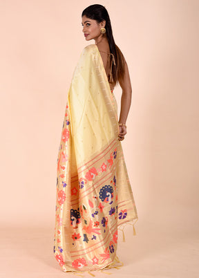 Yellow Dupion Silk Saree With Blouse Piece