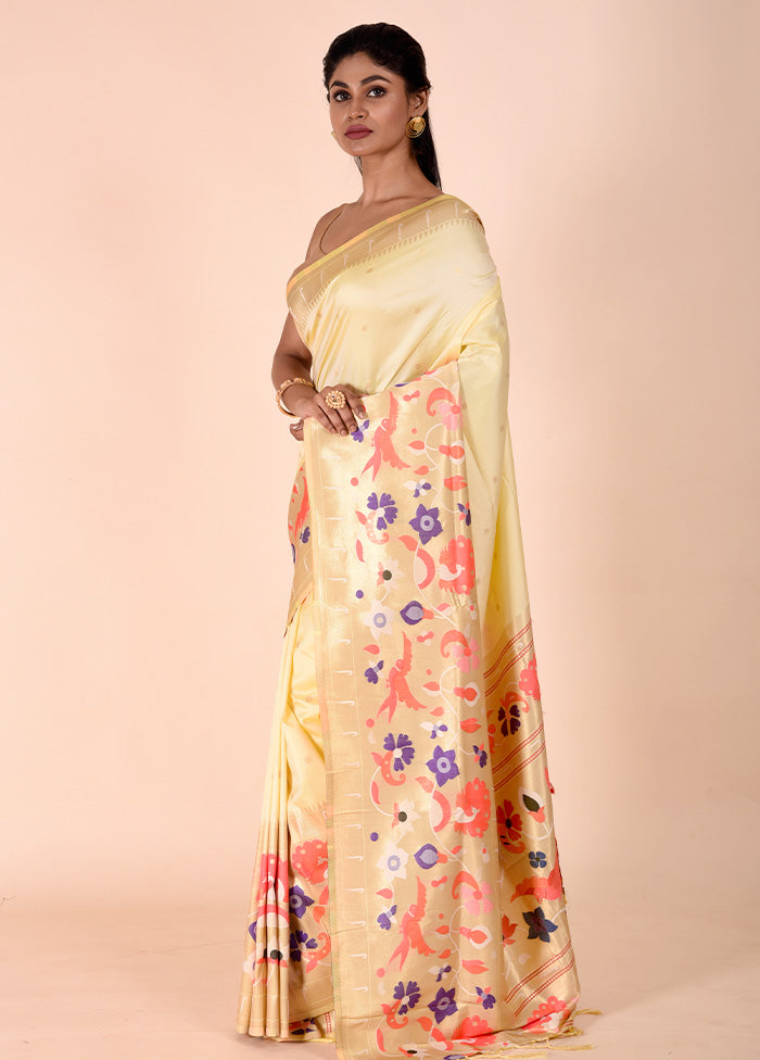 Yellow Dupion Silk Saree With Blouse Piece