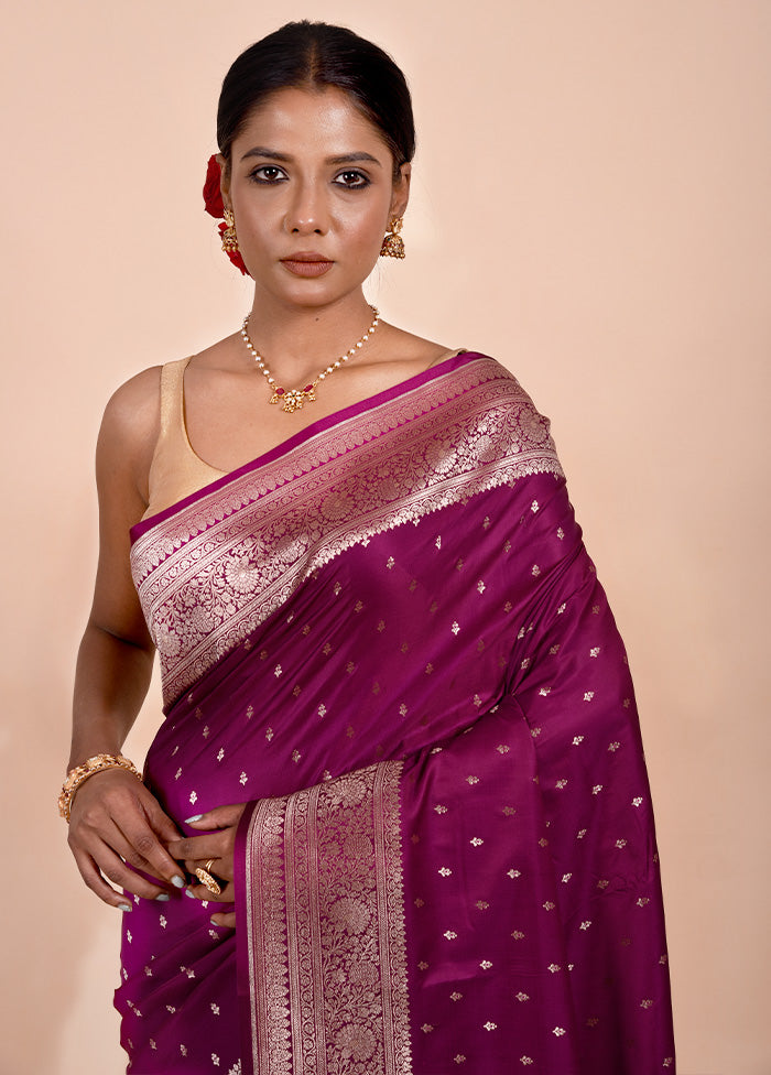 Rani Pink Katan Silk Saree With Blouse Piece